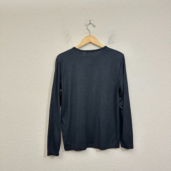 THEORY Snap Henley T-Shirt Charcoal Grey LS Tee Jersey Comfort Stretch - Picture 3 of 10